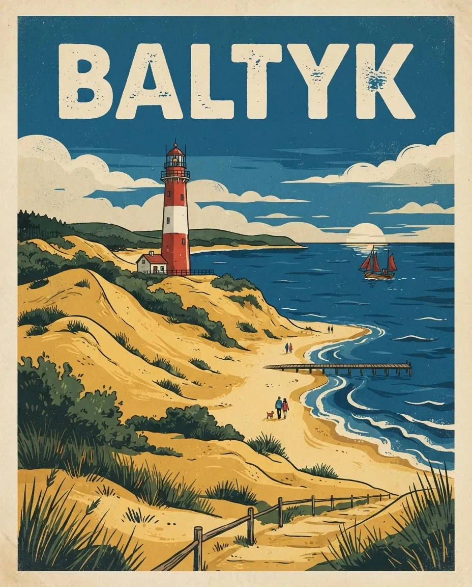 Test plakatu z jednym słowem „BALTYK” - Gemini 3.1 Flash Lite Image przez API
